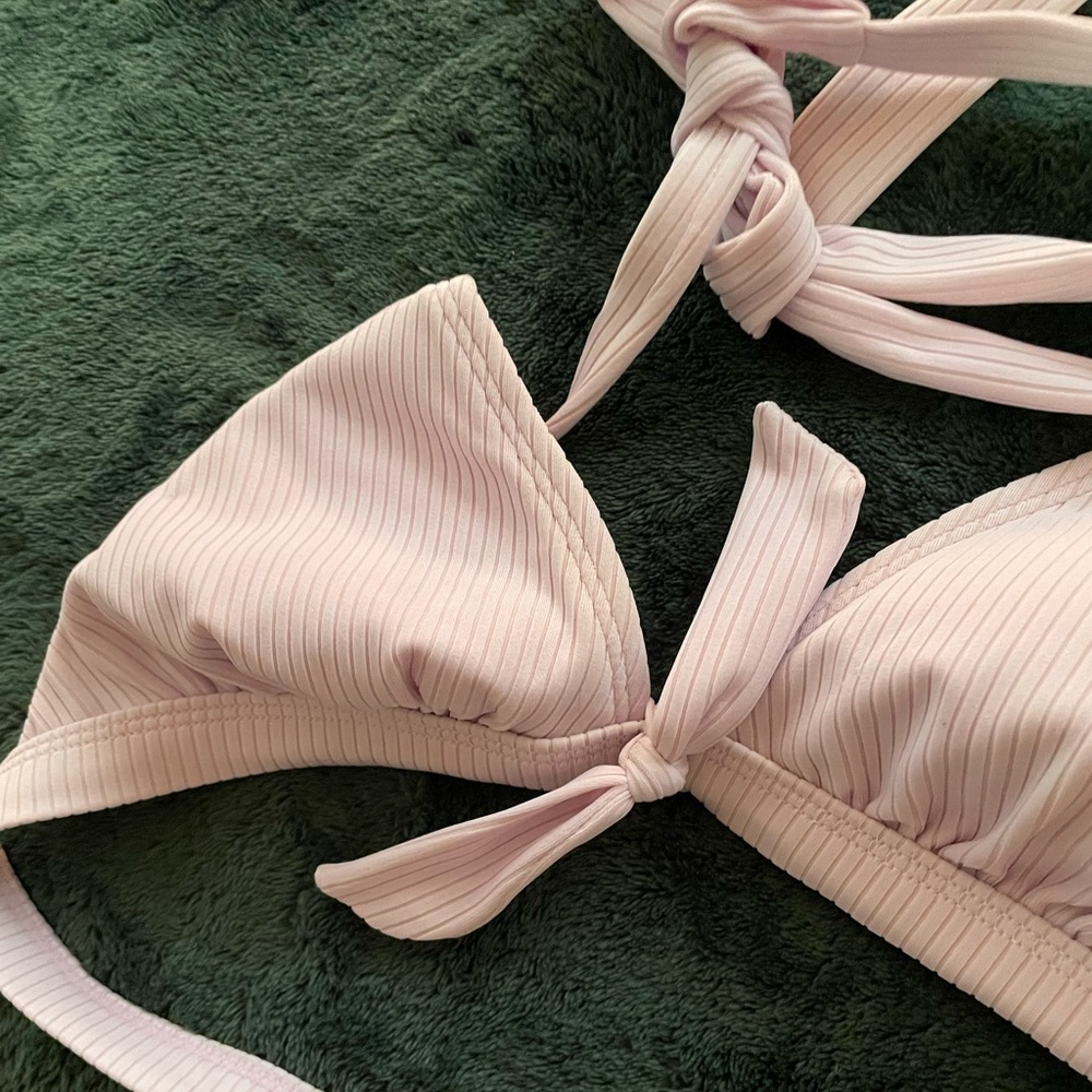 Target Pink Ribbed Triangle Bikini Top - Picture 4 of 5